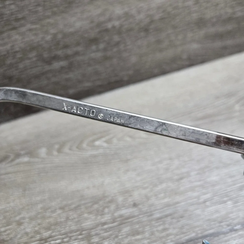 Vintage X-ACTO Adjustable Jewelers Coping Saw Frame Wood Handle Japan Silver